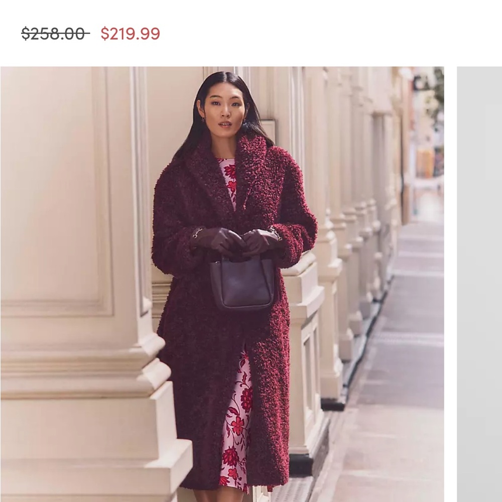 Ann Taylor
Shawl Collar Faux Fur Teddy Coat
Mauve rose full length